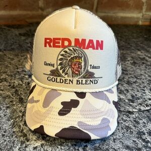 Red Man Golden Blend Beige Camo Trucker Hat